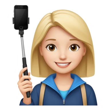 girl with phone selfie stick sticker