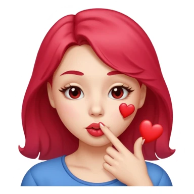 Emoji, girl's face blowing a kiss, puckered lips, small heart sticker