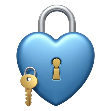 A blue shade heart-shaped lock with a silver key sticker