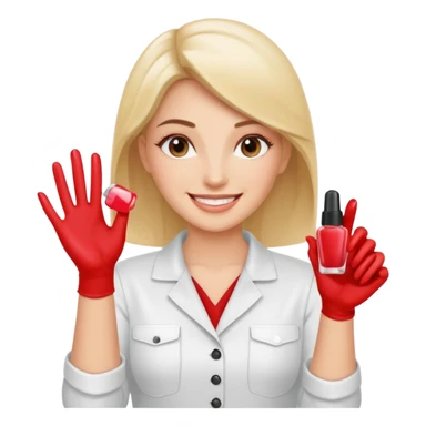 female nail master with buff and gel polish in hand  sticker