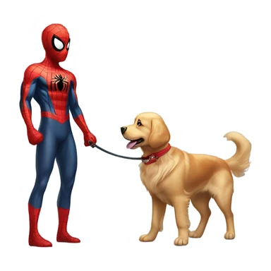 Spider-Man walking his golden retriever sticker