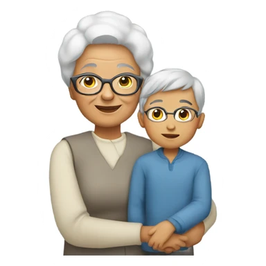 A grandmother with her boy sticker