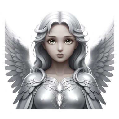 Cinematic Angel, Ultra realistic 32k HD, Breathtaking piece of art, rim lighting, hauntingly beautiful art, mostly greyscale, Balanced features, highly detailed digital artwork, glowing with silver light, glowing, high shine, deviant adoptable, highly detailed clothing, remembrance, a painting of white silver, fanciful, enchanting, ghostly, embodying the essence of both reality and fantasy, dreamy, dreamy glow, optical illusion, immaculate composition, complex pose, air composition. The image is so lifelike that it feels as though it could leap off the canvas at any moment sticker