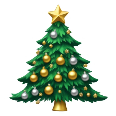 Green Christmas tree with 20 gold and silver ornaments sticker