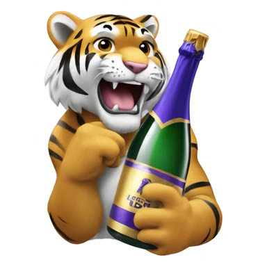 LSU Mike the Tiger popping champagne bottle sticker