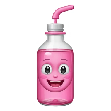 Smiling freaky baby oil bottle pink sticker