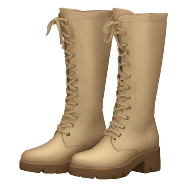 pair of beige chunky knee high boots sticker