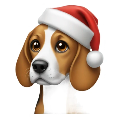 Beagle with Santa hat sticker