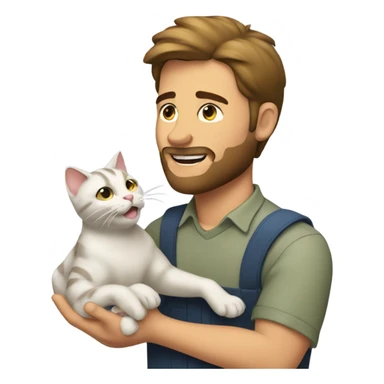 a man grabing a cat sticker