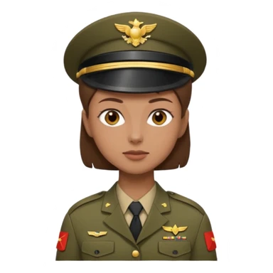 female soldier brown hair style sticker