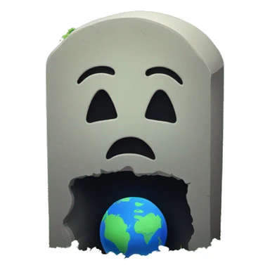 Grave emoji with a earth symbol on it and the earth is sad sticker