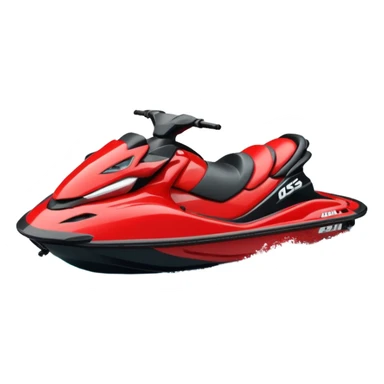jet ski (red black and white all in the same amount. maybe a red a bit more dominant) on the sea. show the sea under the jet ski - blue with turquoise. no sky - white background instead. DO NOT REMOVE THE SEA AND THE WHITE WHEN FINALIZING!  sticker