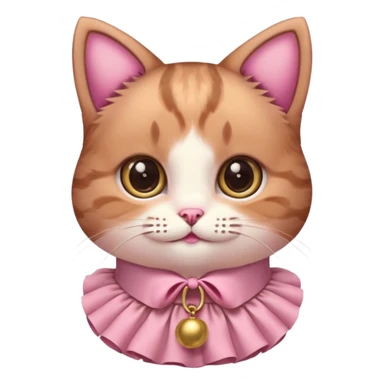 neko with big eyes, bell ruffle coller pink brown cat happg eyes sticker