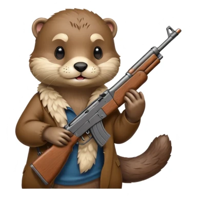 Otter holding an AK 47 sticker
