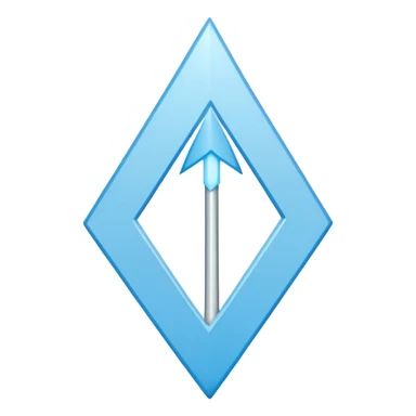 Extremely simplistic white arrow with light blue outline pointing sticker