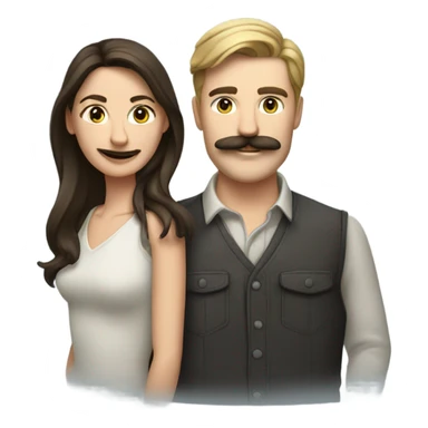 caucasian brunette couple moustache  sticker