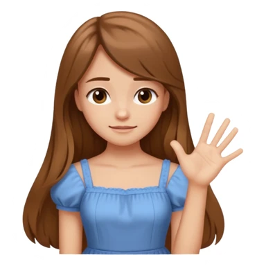 fake costumer loyalty, girl that doesn't care, she is like whatever, brown long hair, cute dress and her hand showing like i dont care whatever, make her look little bit bored sticker