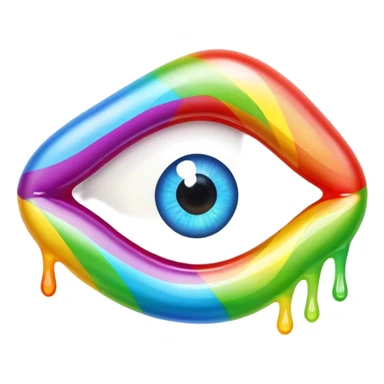 melted rainbow gummy eye sticker