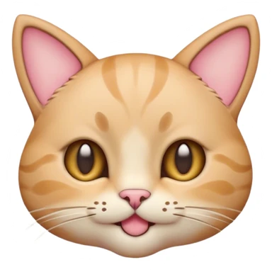 A cute, round-edged, and minimalist emoji design. The focus is on an adorable, cartoon-like cat face. The cat should have a slight smile, bright and large eyes. Its fur should be short and smooth, preferably in pastel tones. The ears should be slightly perked up, giving a friendly expression. The background should be simple and plain, ensuring a clear and sharp design suitable for emoji use. To make it unique for the name 'Cansahbaz,' a small but distinctive detail can be added, such as a tiny paw print on the ear or a mustache curl in the shape of the letter 'C'. sticker