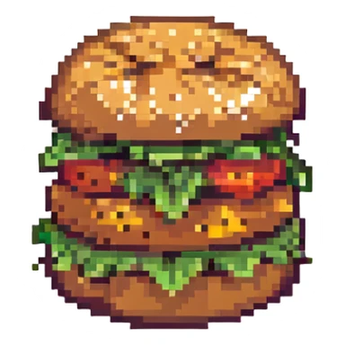 pixel art cheeseburger with lettuce and tomato sticker