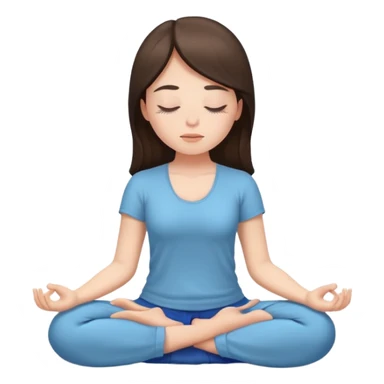 White brunette girl sitting meditating with her eyes closed sticker