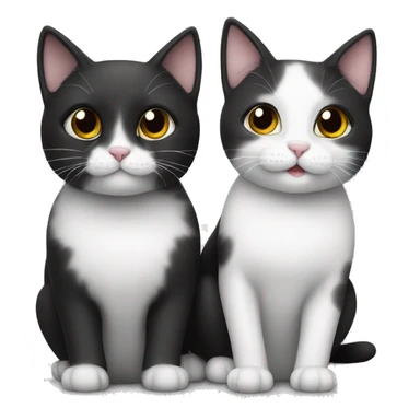 Two cute cats black and white sticker