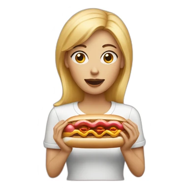blonde woman eating hotdog sticker