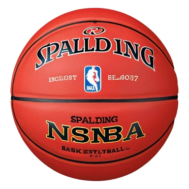 minimalist red Spalding basketball with simple NBA logo, few colorful lines, clean design sticker