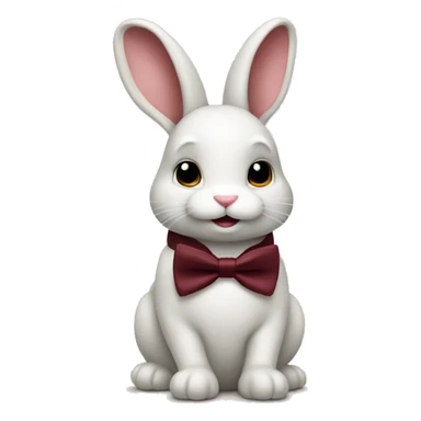Sitting down. Crème Baby bunny. Burgundy bow tie sticker