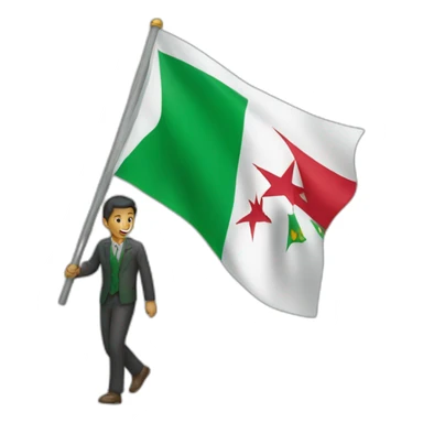 A man carrying the Algerian flag sticker