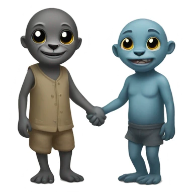 seal and troll holding hands sticker
