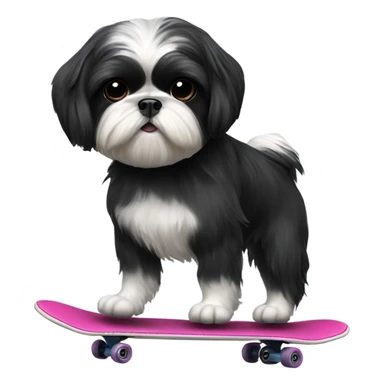 Black shih tzu skater  sticker