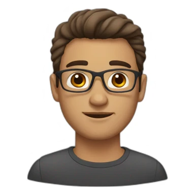 a men with brown eyes, midle part hair, and wear glassrs sticker