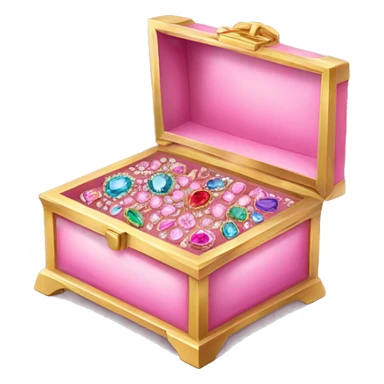 Pink jewelry box filled with jewels and diamonds sticker