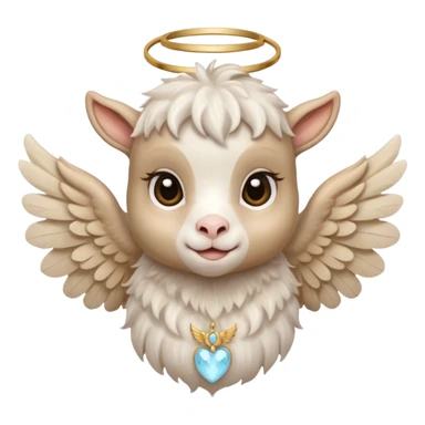 beige cute baby goat face with angel wings  sticker