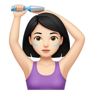 woman black long hair shaving armpit sticker