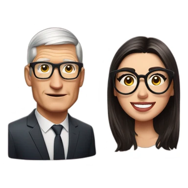 Tim Cook and dua lipa with eyeglasses sticker