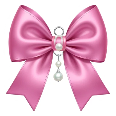 Pink bow with hanging pearl sticker