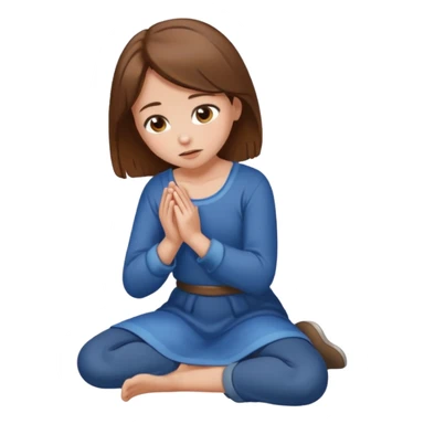 Girl with brown hair on her knees from a side begging sticker