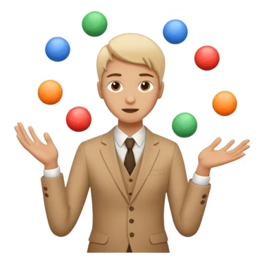 an emoji that depicts a product manager juggling work while mildly panicked and gender neutral  sticker