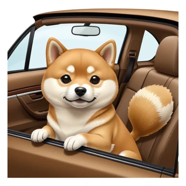shiba inu sitting inside a BMW car sticker