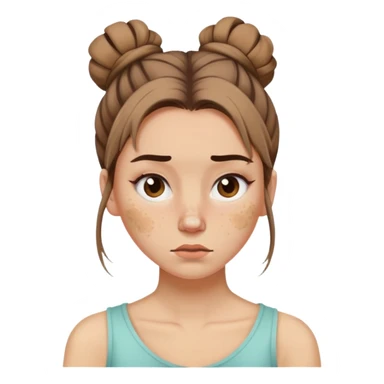 Woman with bad acne, hair in messy bun sticker
