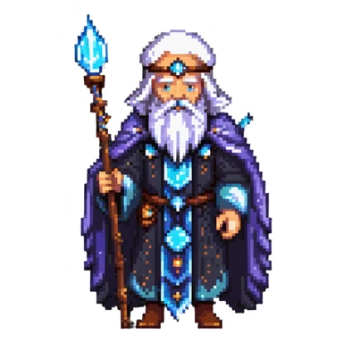 wise elder with galaxy beard and cosmic staff sticker