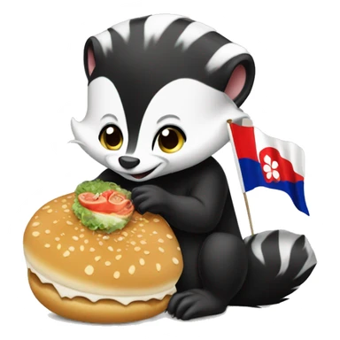Skunk eating a kbab with a taiwanese flag sticker