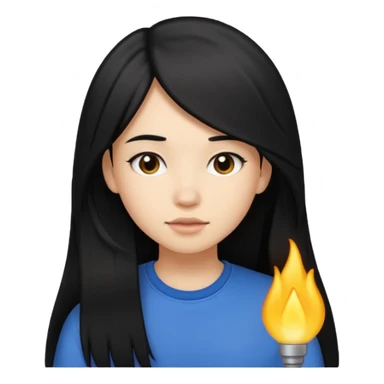 Black long hair girl tomboy sticker