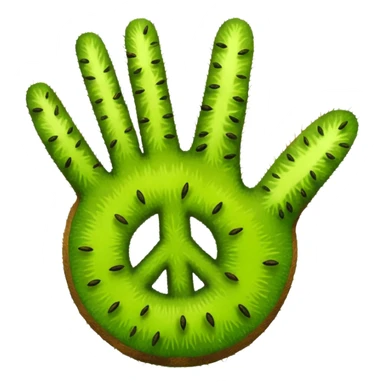 Peace sign hand emoji but its kiwi skin sticker