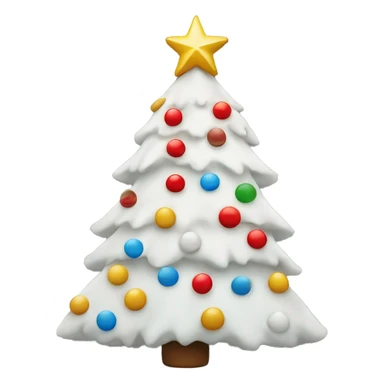 White Christmas tree with a colorful star and red bow on top sticker