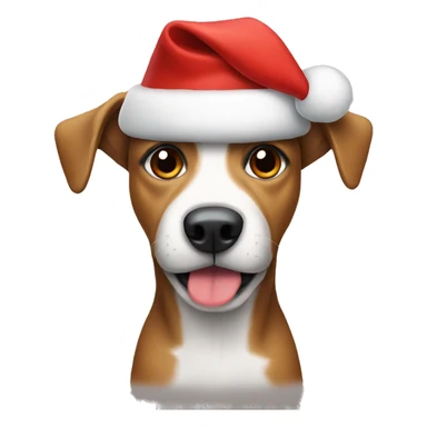 Dog wearing a Christmas hat sticker
