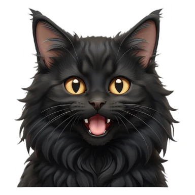 cinematic-yawning black-maine-coon-kitten-portrait-emoji,-head-tilted-playfully-and-inquisitively,-sleek--black-fur,-simplified-yet-adorable-features,-highly-detailed,-glowing-with-a-warm,-friendly-glow  sticker