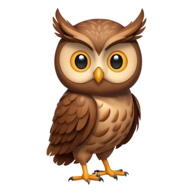 Create a single emoji of an Owl in full body, shown at a slight side angle in a natural, characteristic pose. Cute and stylized like an emoji, but clearly recognizable.
 sticker